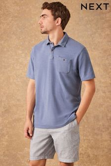 Mid Blue Textured Polo Shirt (D86089) | €18