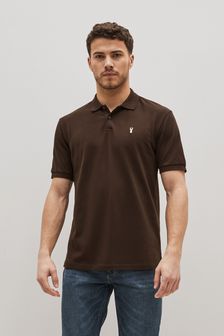 Chocolate Brown Pique Polo Shirt (D86096) | 77 zł