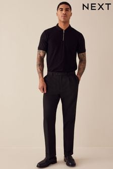 Black Vertical Textured Polo Shirt (D86131) | $42