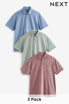 Blue/Pink/Green Pastel Jersey Polo Shirts 3 Pack (D86136) | $55