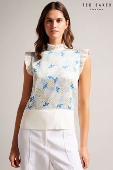 Ted Baker Sky Blue Luseea Woven Front Knit Top (D86161) | €69