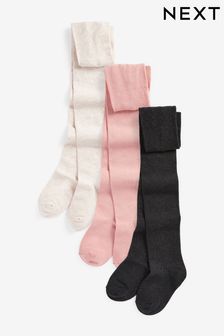 Pink/Grey/Cream 3 Pack Cotton Rich Tights (D86509) | €13 - €18.50
