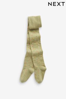 Sage Green Cotton Rich Ditsy Floral Tights (D86513) | €3 - €3.50