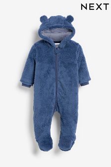 Navy Blue Cosy Fleece Bear Baby Pramsuit (0mths-2yrs) (D86521) | KRW38,400 - KRW42,700