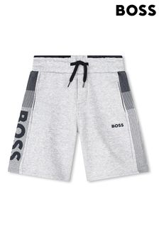 BOSS Grey Side Stripe Jersey Shorts (D86545) | 347 QAR - 432 QAR