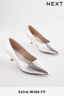 Silver Extra Wide Fit Forever Comfort® Kitten Heel Court Shoes (D86566) | €14
