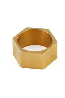 Gold - Orelia & Joe Clean Hex Ring (D86792) | kr400