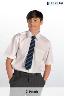 Trutex Boys White Non Iron Short Sleeve School Shirts 2 Pack