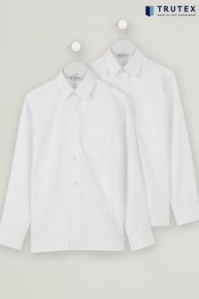 Trutex Boys 2 Pack Long Sleeve Non Iron White School Shirts (D86796) | kr380 - kr440