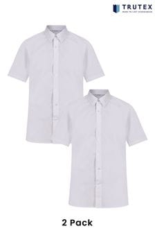 Trutex Boys White Slim Fit Short Sleeve School Shirts 2 Pack (D86823) | kr380 - kr440