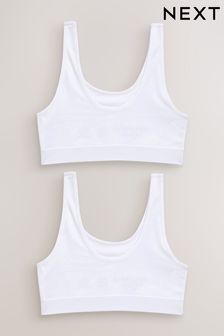 White Seamfree Scoop Crop Tops 2 Pack (7-16yrs) (D86833) | SGD 22