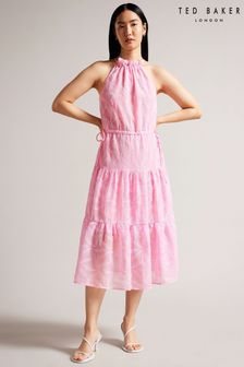 Ted Baker Miarose Neckholder-Kleid mit Kordelzug in der Taille, Lila/Violett (D86867) | 147 €