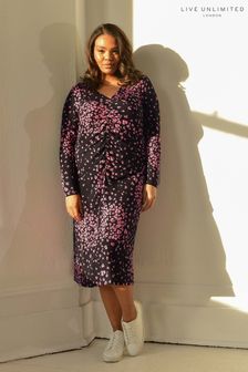 Live Unlimited Curve - Pink Skin Print Ruched Front Jersey Dress (D86901) | €30