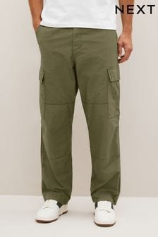Khaki Green Relaxed Fit Ripstop Cargo Trousers (D86918) | $54