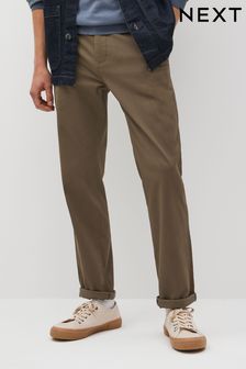 Mushroom Brown Straight Stretch Chino Trousers (D86925) | AED92