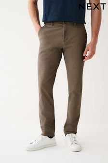 Mushroom Brown - Slim - Stretch Chino Trousers (D86926) | kr390