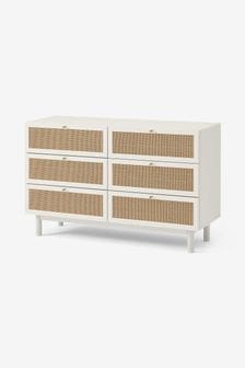 MADE.COM White Washed Oak Effect Pavia Natural Rattan Wide Chest of Drawers (D86974) | €631