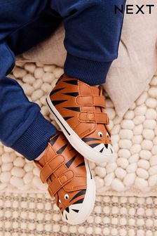 Tan Brown Tiger Easy Fastening Baby Boots (0-24mths) (D87068) | OMR2