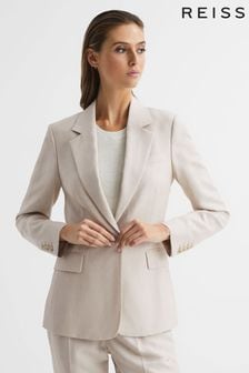 Reiss Oatmeal Shae Single Breasted Tailored Blazer (D87091) | SGD 628