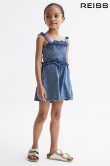 Reiss Blue Hattie Senior Denim Playsuit (D87101) | 382 QAR