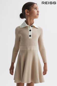 Reiss Camel Malani Junior Colourblock Knitted Dress (D87115) | AED432