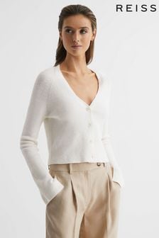 Reiss Ivory Celia Linen Blend Ribbed Cardigan (D87117) | AED922