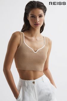 Reiss Camel/Ivory Marion Cropped Sweetheart Neckline Top (D87119) | 105 €