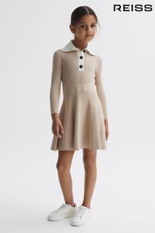 Reiss Camel Malani Senior Colourblock Knitted Dress (D87126) | €100
