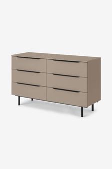 MADE.COM Natural Damien Walnut Effect Wide Chest of Drawers (D87285) | €478