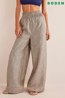 Boden Natural Linen Shirred Waist Trousers (D87361) | 84 €