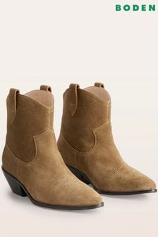 Boden Brown Suede Western Low Heel Boots (D87392) | €108