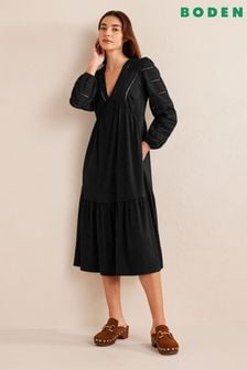 Boden Black Woven Mix Midi Dress (D87420) | 75 €