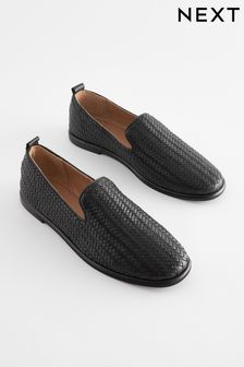 Black Forever Comfort® Leather Weave Slip-On Shoes (D87534) | €34.50