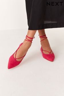 Pink Forever Comfort® Point Toe Ankle Tie Shoes (D87540) | €19