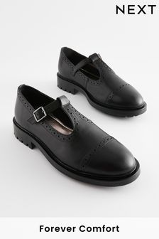 Black Forever Comfort® Leather T-Bar Cleated Shoes (D87542) | 67 €