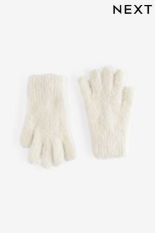 Ecru Fluffy Gloves (3-16yrs) (D87564) | 20 QAR - 35 QAR