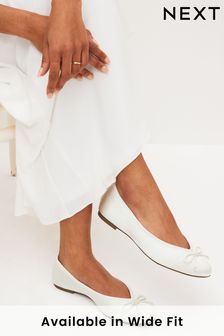 Ivory White Wedding Satin Ballerina Bridal Shoes (D87679) | kr406