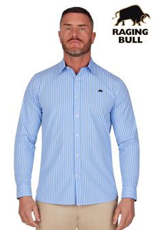 Raging Bull Blue Classic Long Sleeve Stripe Shirt (D87694) | €75 - €87