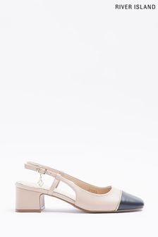 River Island Block Heeled Slingback Brown Court Shoes (D87873) | €42