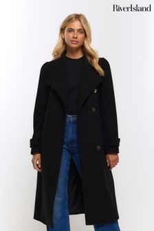 River Island Fall Away Black Wrap Coat (D87886) | €62