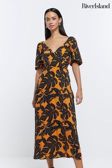 Оранжевое платье с запахом River Island (D87891) | €26