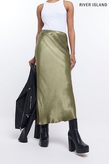 River Island Green Easy Bias Midi Skirt (D87896) | €17
