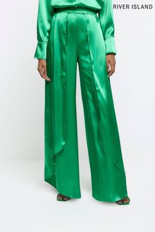 River Island Green Wrap Over Wide Leg Trousers (D87922) | €29