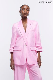 River Island Pink Ruched Sleeve Soft Blazer (D87960) | €33