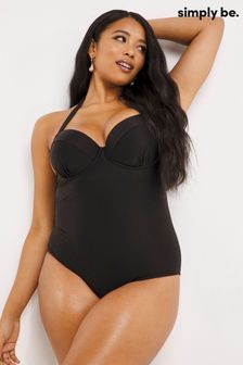 Simply Be Black Mix And Match Padded Underwired Plunge Swimsuit (D88042) | €22