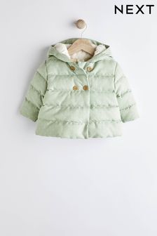 Sage Green Spot - Jachetă căptușită cu glugă pentru bebeluși (0 luni - 2 ani) (D88050) | 182 LEI - 199 LEI