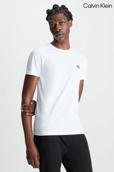 Biały - Calvin Klein Slim Essential T-shirt (D88073) | 220 zł