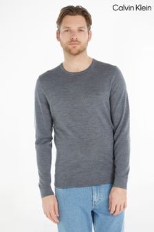 Calvin Klein Grey Superior Wool Crew Neck Sweater (D88075) | $206