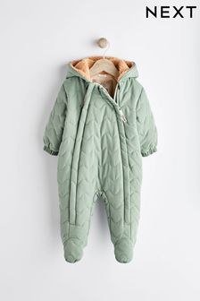 Sage Green Quilted Baby All-In-One Pramsuit (0mths-2yrs) (D88096) | €33 - €35