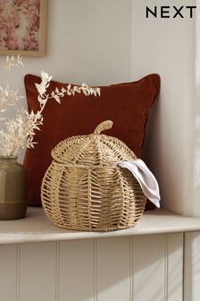 Natural Autumn Pumpkin Lidded Storage Basket (D88144) | €28